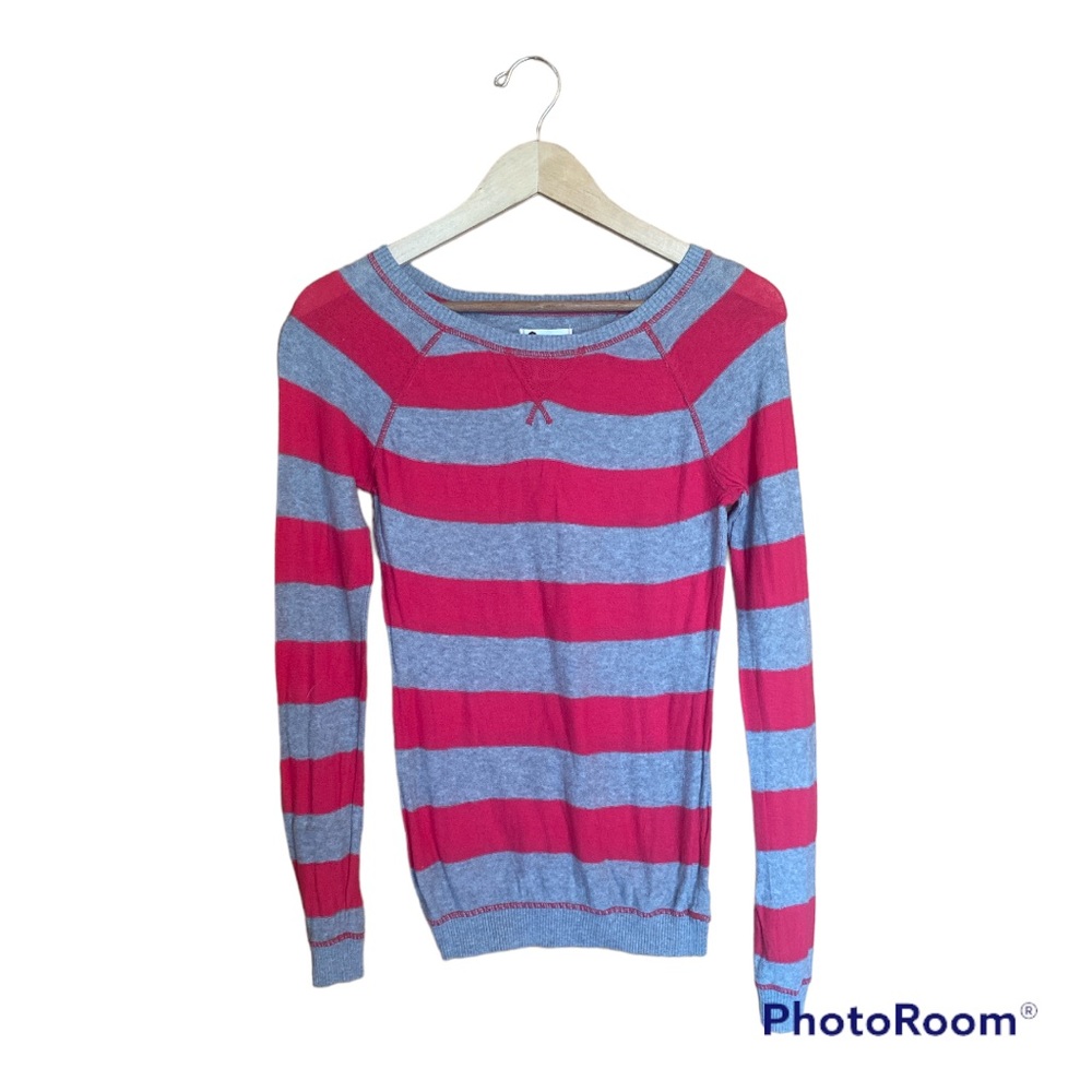 SO Pullover Crew Neck Pink & Gray Cotton Sweater Women’s Size Medium